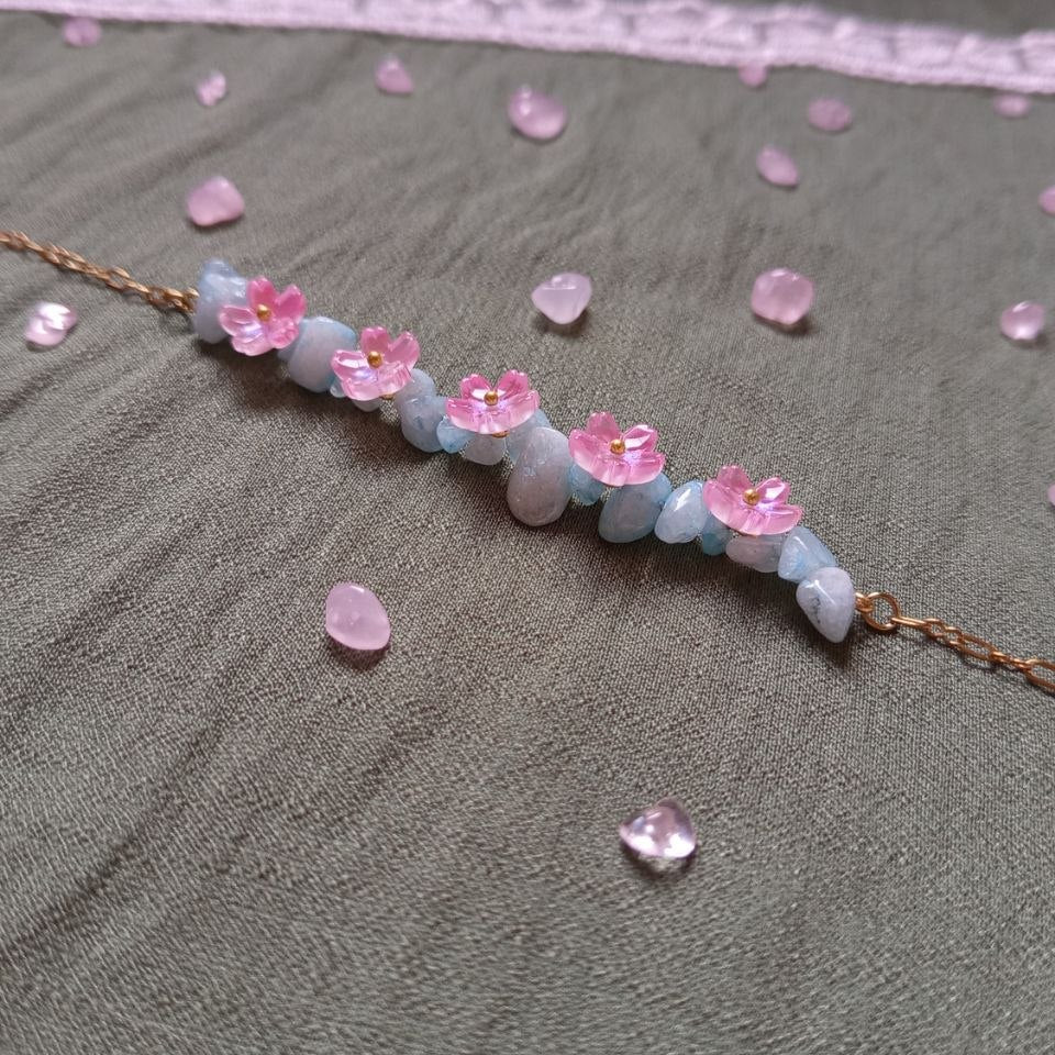 WHIMSICAL Pink flower bracelet