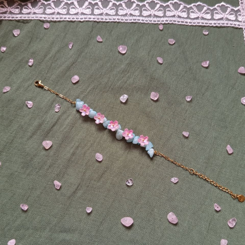 WHIMSICAL Pink flower bracelet