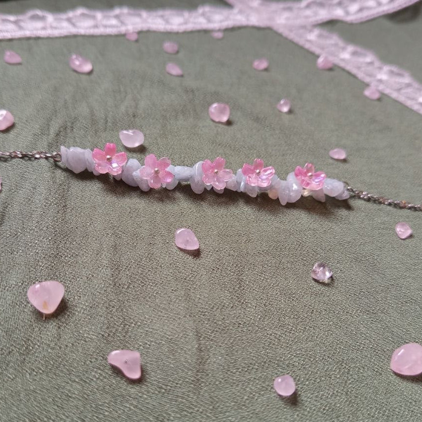 WHIMSICAL Pink flower bracelet