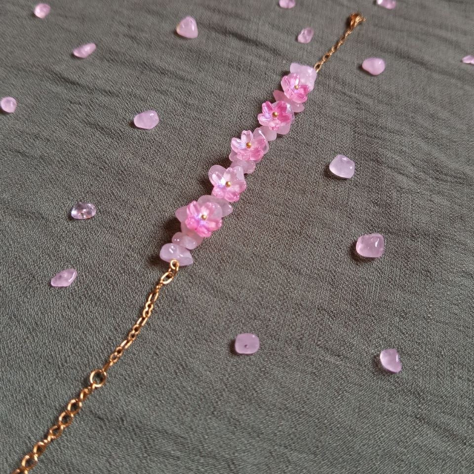 WHIMSICAL Pink flower bracelet