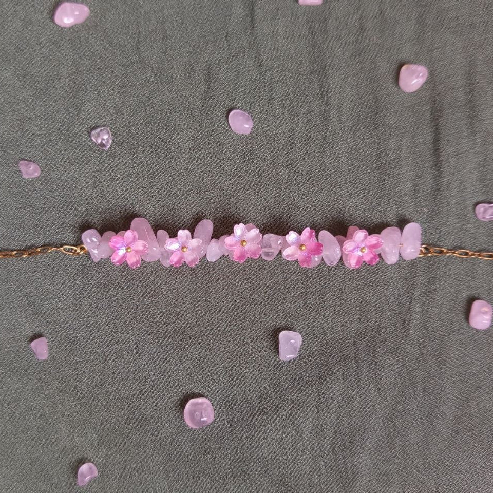 WHIMSICAL Pink flower bracelet