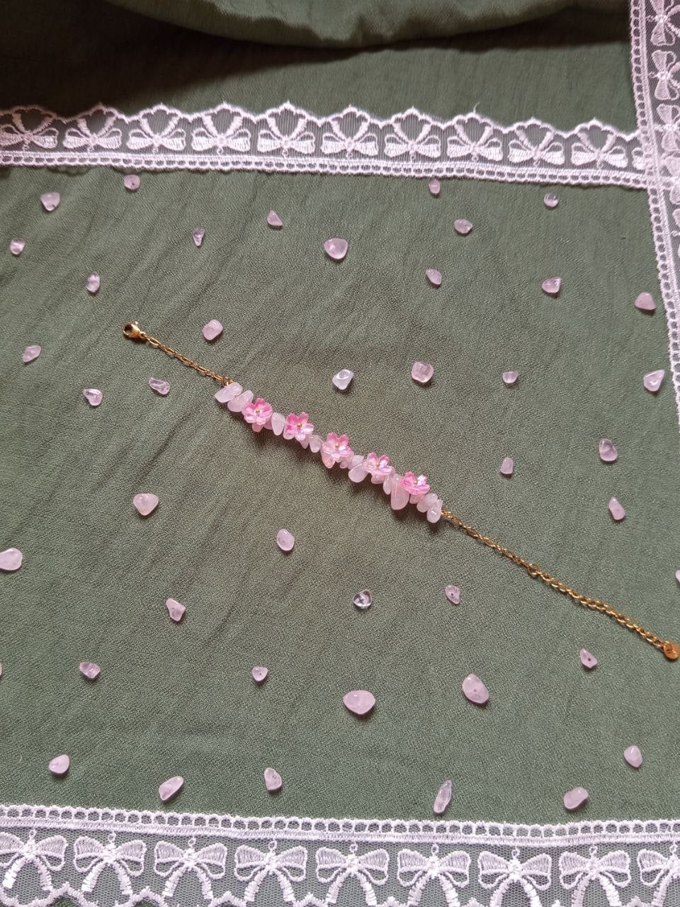 WHIMSICAL Pink flower bracelet