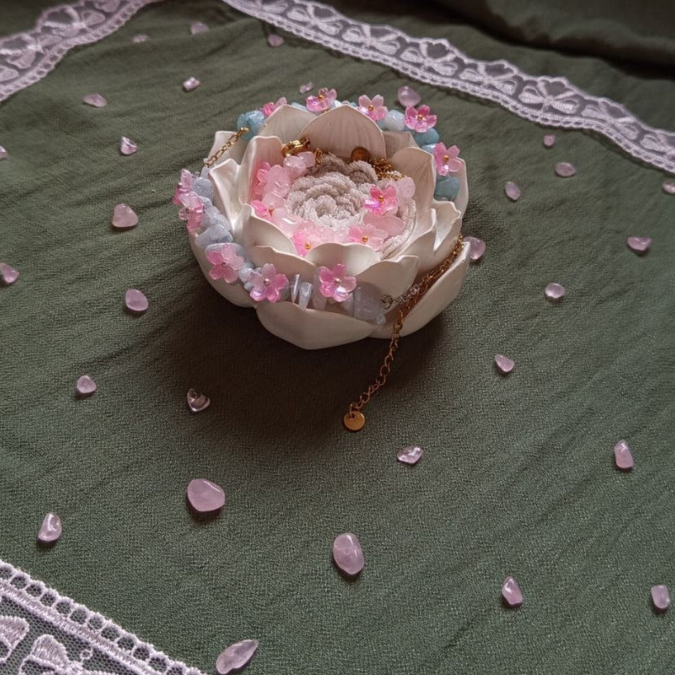 WHIMSICAL Pink flower bracelet