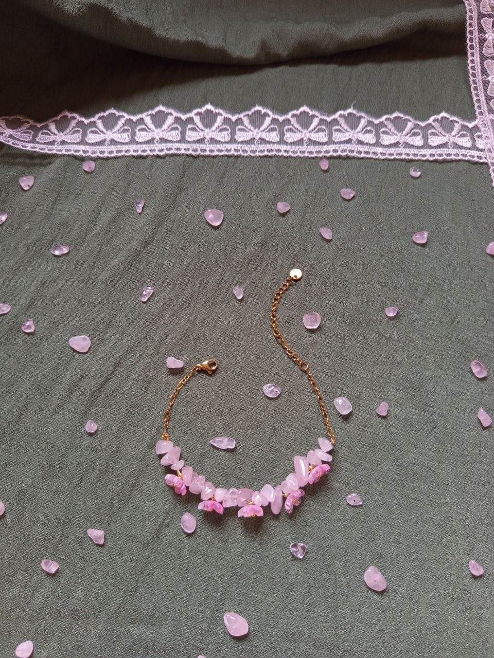 WHIMSICAL Pink flower bracelet