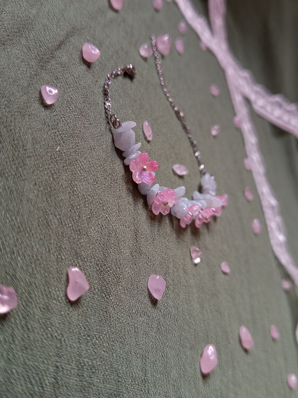 WHIMSICAL Pink flower bracelet