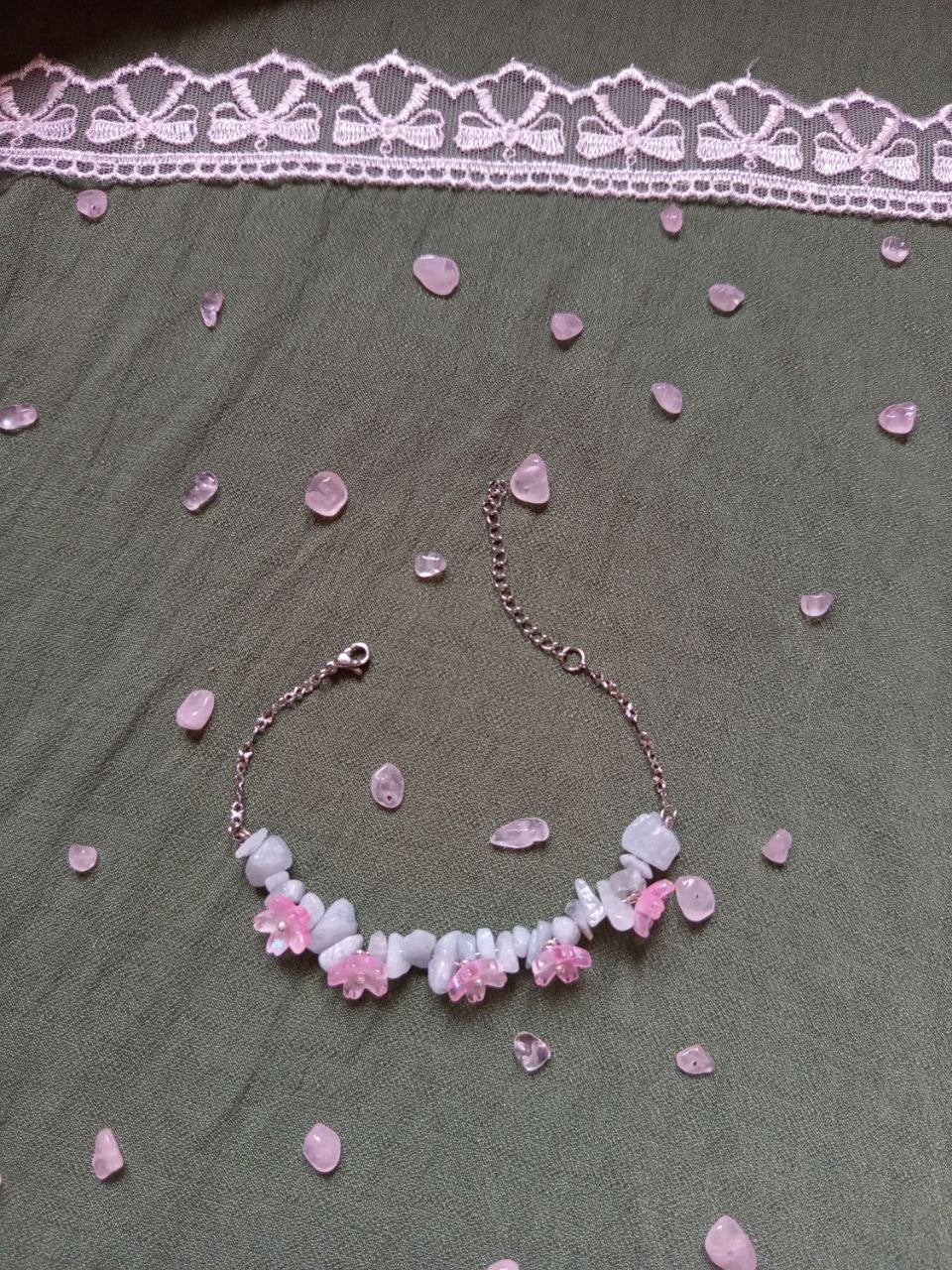 WHIMSICAL Pink flower bracelet
